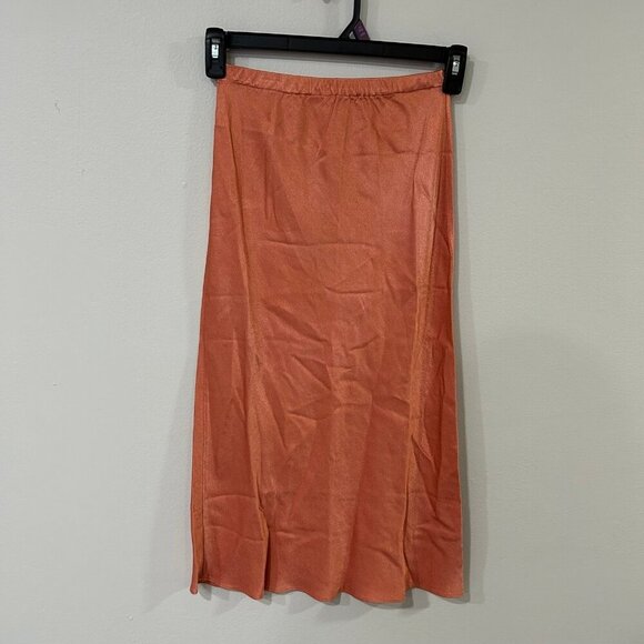 Revolve Dresses & Skirts - NWT Revolve Krisa Shimmer Orange Pull On Elastic Midi Skirt Women's Size XS